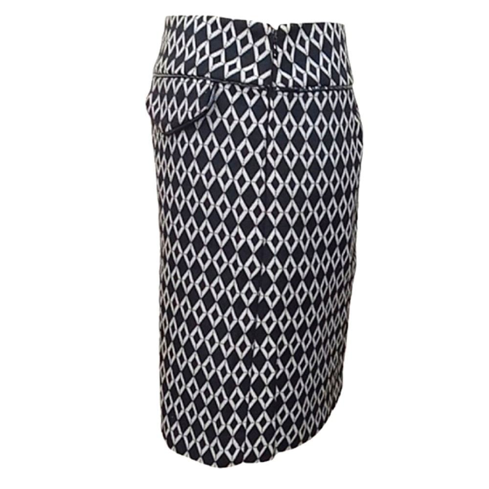 INC International Concepts Chainlink Skirt Black White Faux Leather Trim Sz 6 - Picture 5 of 12